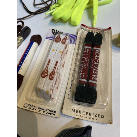 VINTAGE -TENNIS BALL RACKET SHOE LACES + Yellow, Neon GREEN, BROWN. - Picture 2 of 11